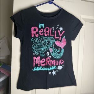 Black Mermaid Graphic Kids T-Shirt Size Large 10 years